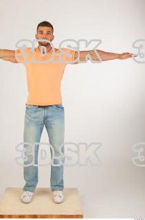 Whole body orange tshirt light blue jeans modeling t pose…
